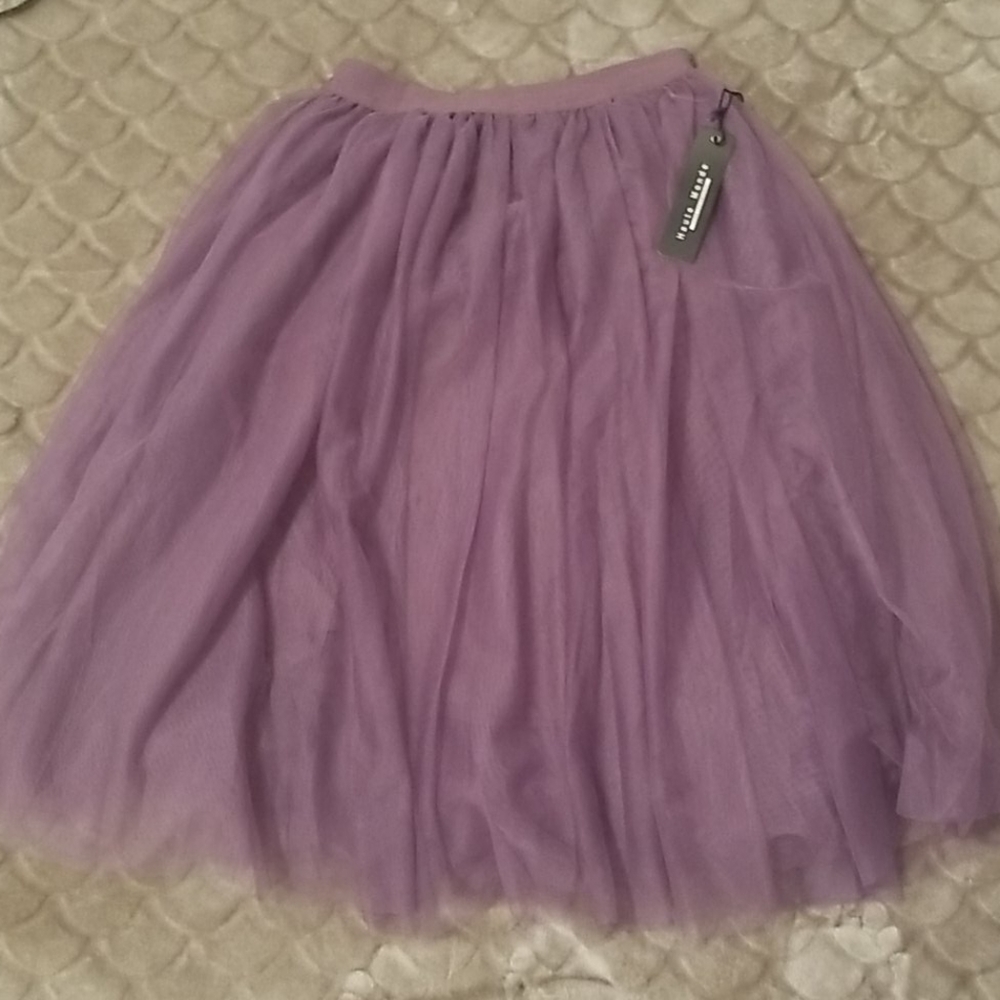 NWT - Haute Monde Purple Midi Tulle Skirt